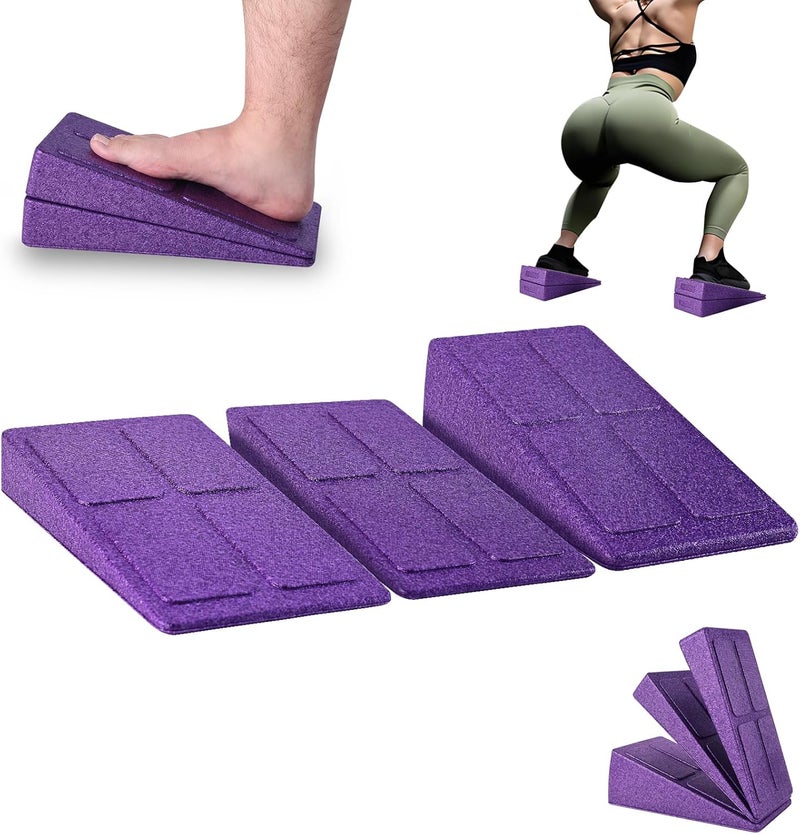 Grope Slant Board Squat Wedge for Calf Stretching，3 Pcs 12" x 6.3" Foot Stretcher Balance Board for Plantar Fasciitis, Adjustable Foam Slant Board Wedge Great for Exercises - Image 1